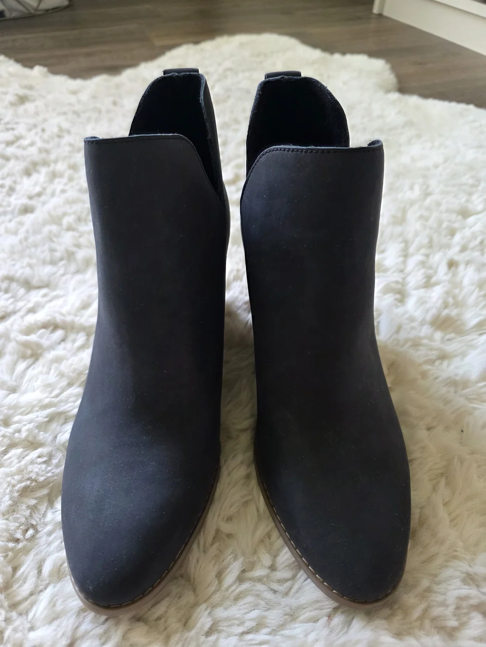 Women’s Charcoal Ankle Booties with Stacked Heel